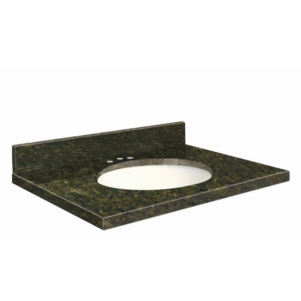 Transolid 43-in Uba Verde Green Granite Single Sink Bathroom Vanity Top with Backsplash and Undermount Sink, photo 3 of 4