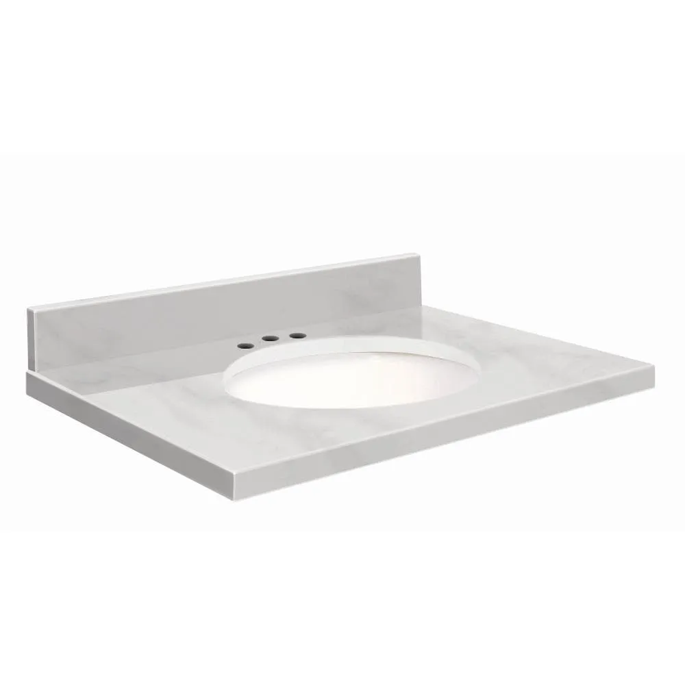 Transolid 31-in White Carrara Natural Marble Single Sink Bathroom Vanity Top, photo 3 of 4