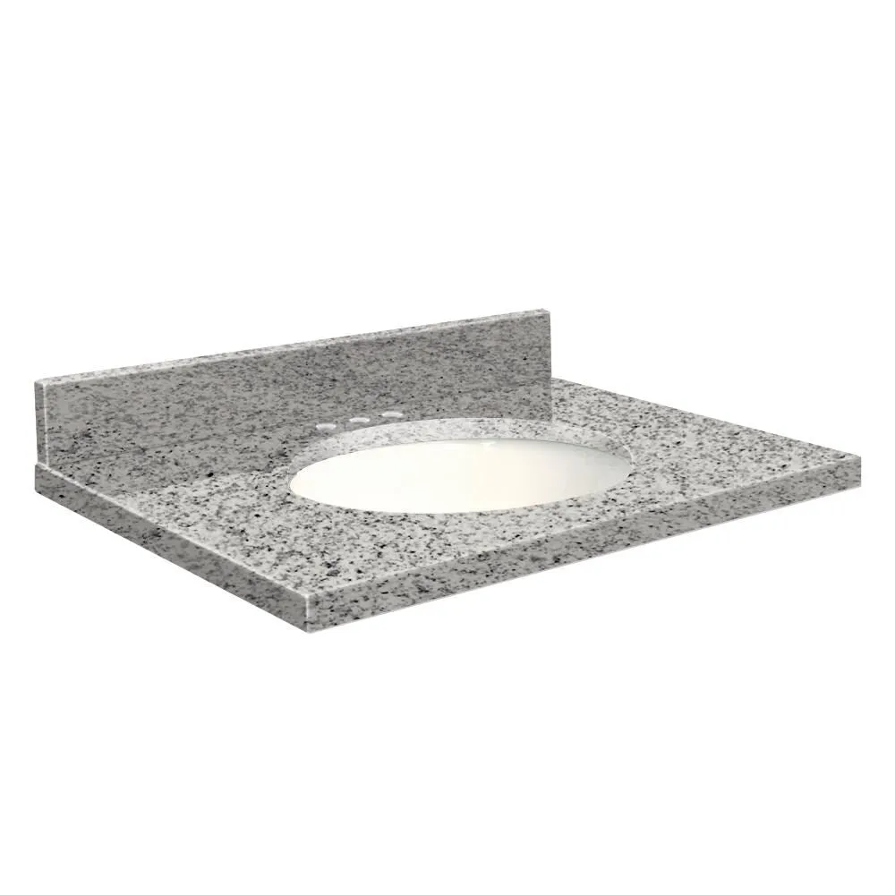 Transolid 37-in Rosselin White Granite Undermount Single Sink Bathroom Vanity Top with Backsplash, photo 3 of 4