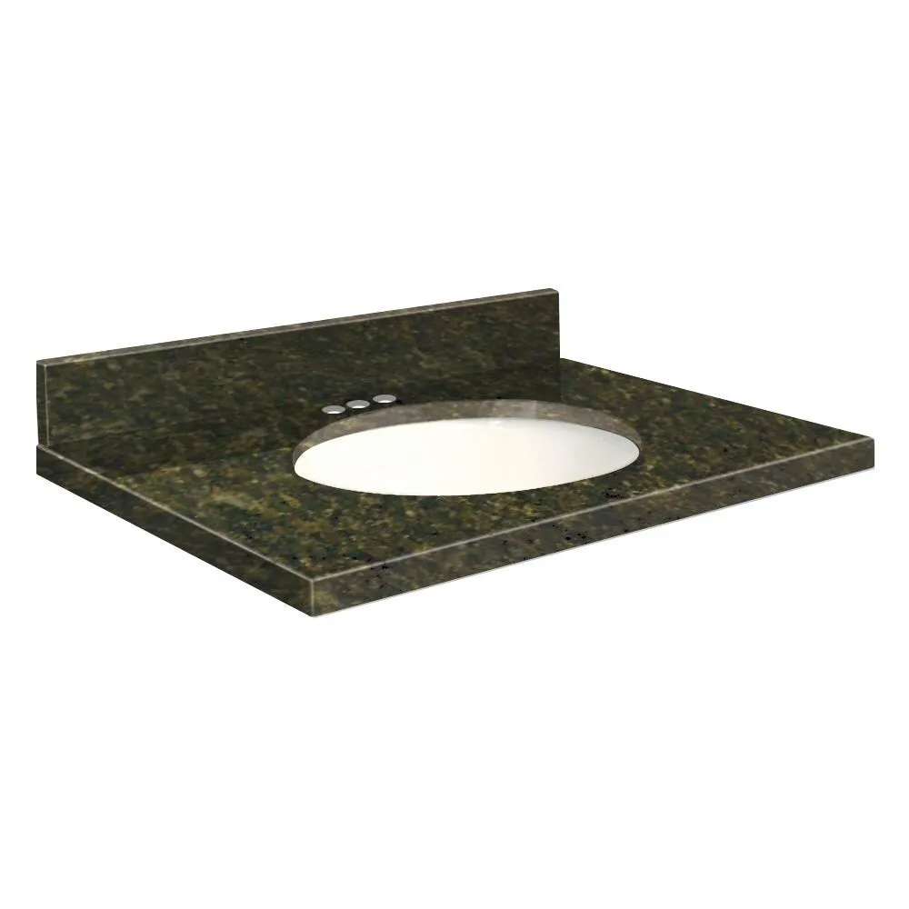 Transolid 25-in Uba Verde Granite Single Sink Bathroom Vanity Top with Backsplash and Undermount Sink, photo 3 of 4