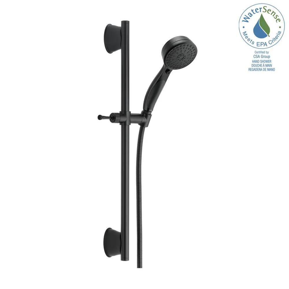 ActivTouch 9-Spray 3.7 in. Single Wall Mount Handheld Shower Head in Matte Black, photo 2 of 5