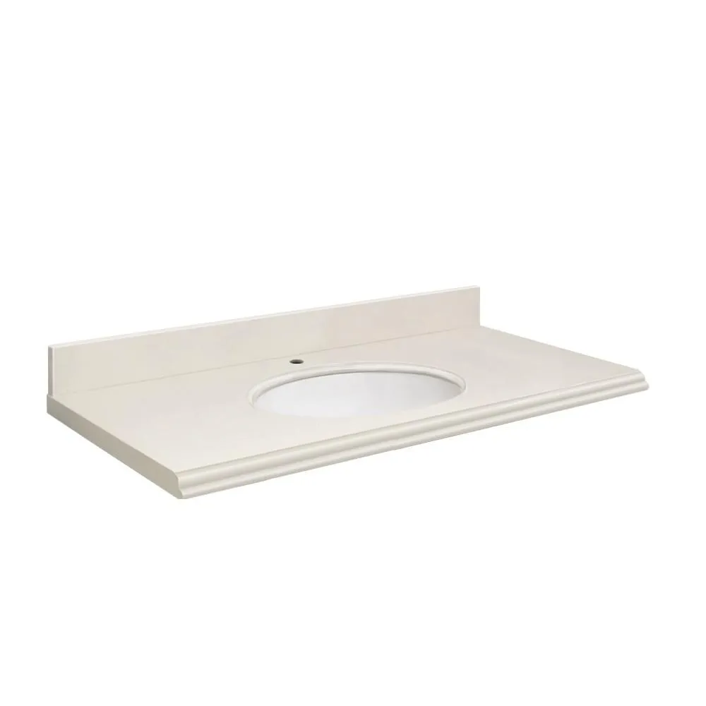 Transolid 25-in Milan White Quartz Single Sink Bathroom Vanity Top with Backsplash and Oval Undermount Sink, photo 3 of 4