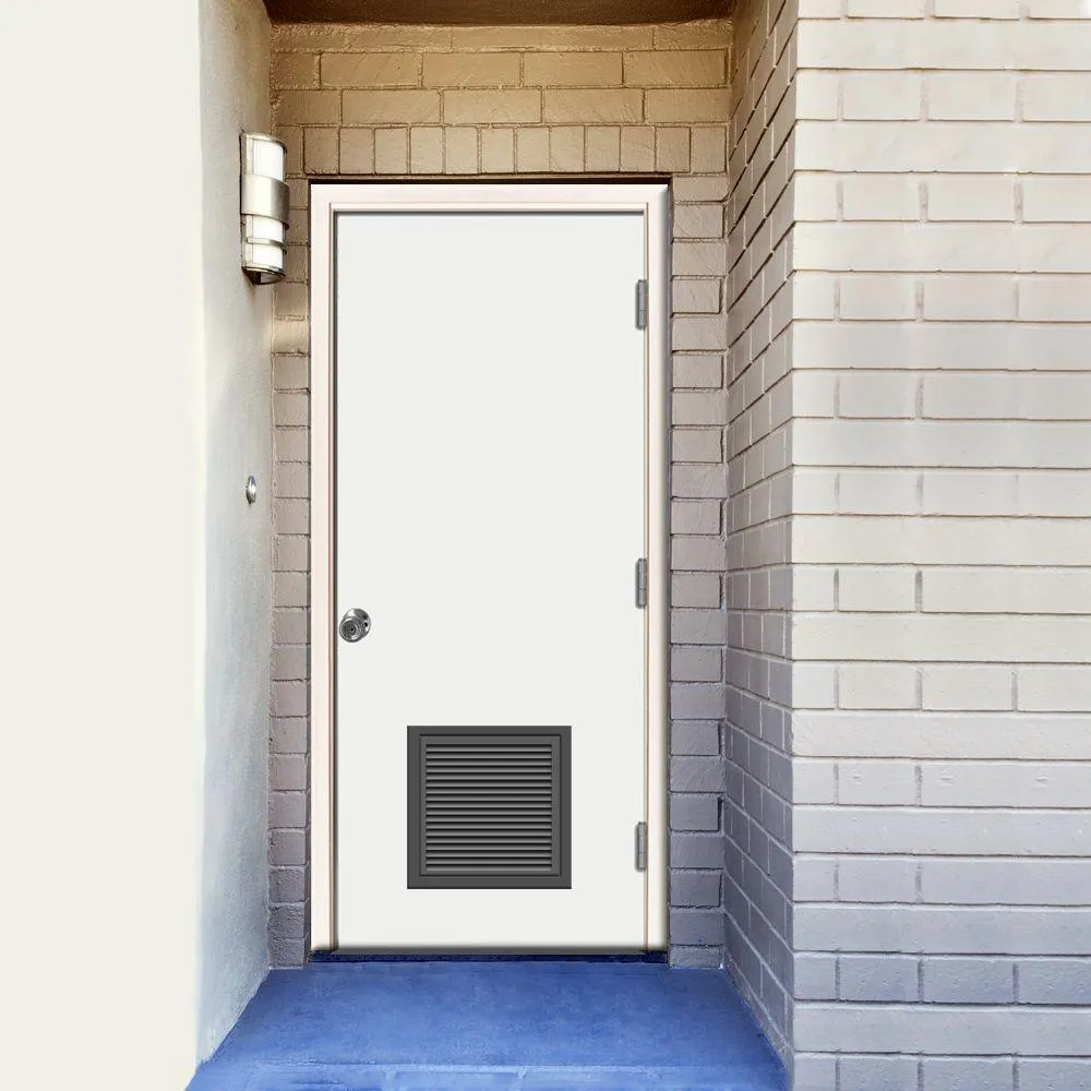Steves & Sons 30 in. x 80 in. Premium Vented Flush White Primed Left-Hand Outswing Steel Prehung Front Door with 4 in. Wall, photo 2 of 16