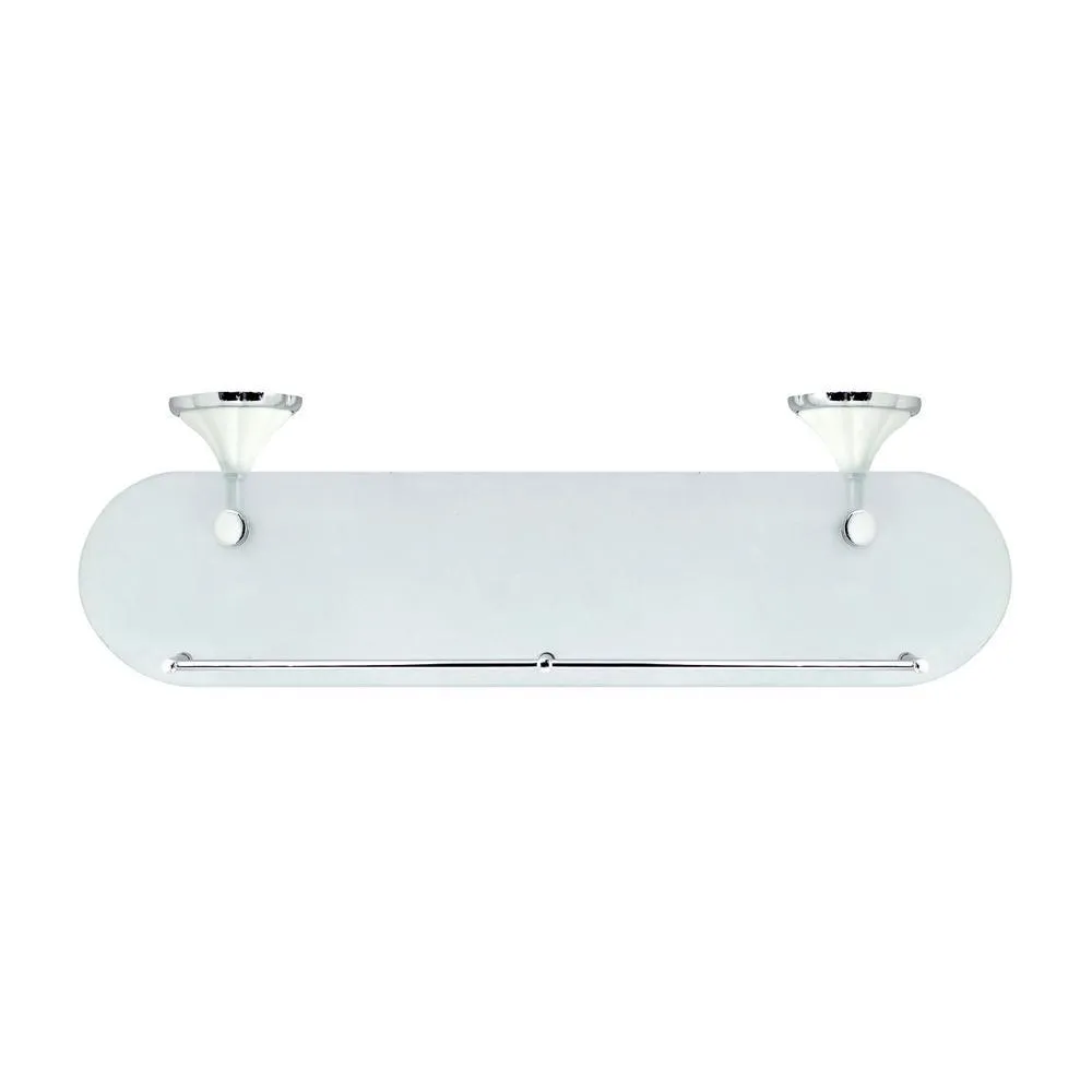 MODONA FLORA 20 in. W Frosted Glass Shelf with Rail in White Porcelain and Polished Chrome, photo 3 of 6