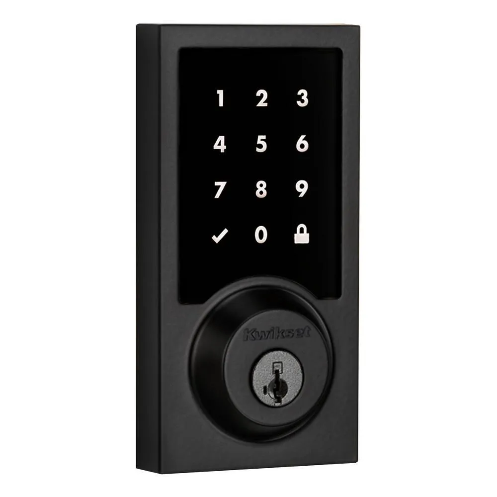 Kwikset SmartCode 915 Contemporary Venetian Bronze Electronic Deadbolt with San Clemente Handle Set and Halifax Interior Lever, photo 8 of 11