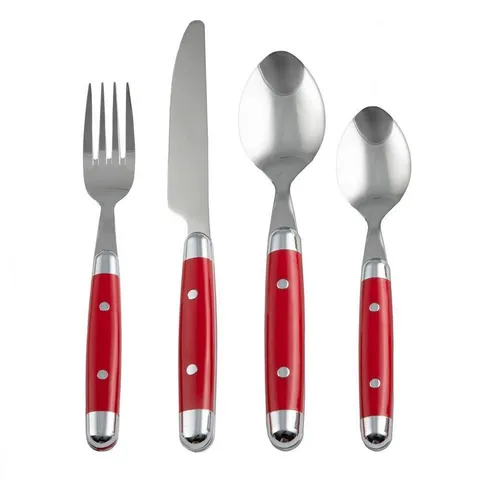 Jubilee Red 16-Piece 18/0 Stainless Steel Flatware Set (Service for 4)
