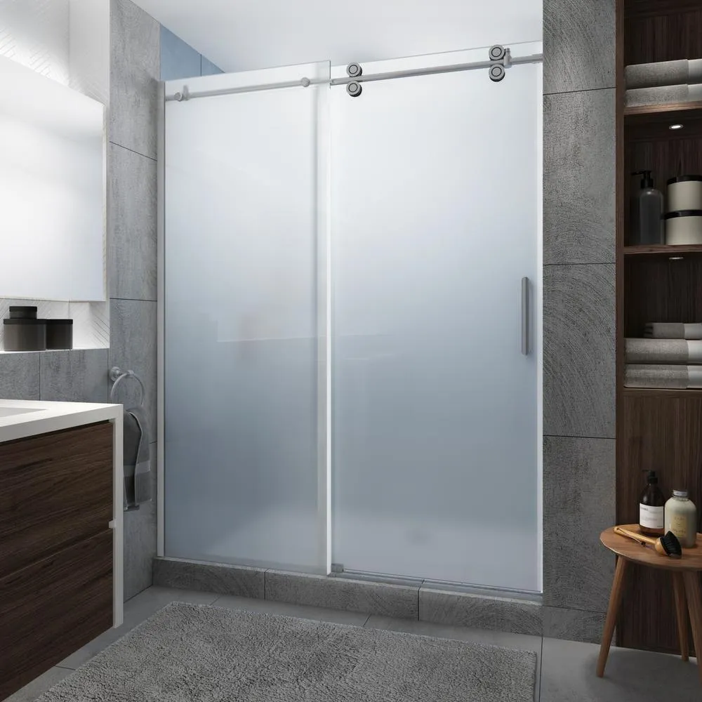 Langham XL 44 in. - 48 in. x 80 in. Frameless Sliding Shower Door with StarCast Clear Glass in Matte Black, Right Hand, photo 19 of 23