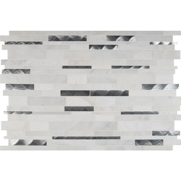 MSI Moderno Blanco Interlocking 12 in. x 18 in. x 8 mm Metal Stone Blend Mesh-Mounted Mosaic Tile (15 sq. ft. / case), photo 10 of 11