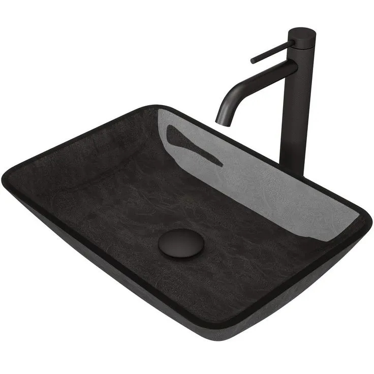 VIGO Onyx Vessel Sink in Gray with Faucet in Matte Black, photo 6 of 10