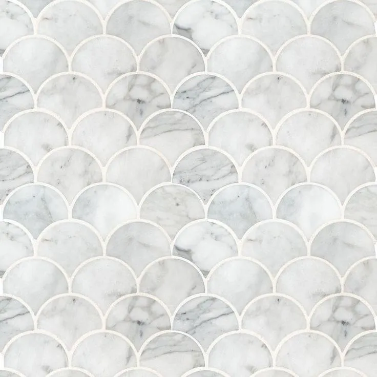 MSI Calacatta Blanco Scallop 12.8 in. x 10.43 in. x 10mm Polished Marble Mesh-Mounted Mosaic Tile (9.3 sq. ft. / case), photo 2 of 2