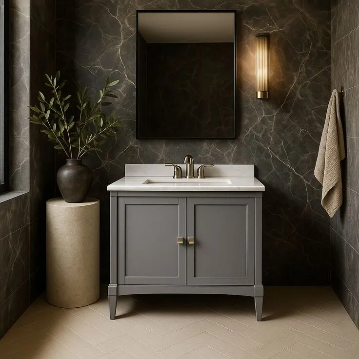 Home Decorators Collection Parkcrest 42-Inch Dove Grey Bathroom Vanity with Marble Top, photo 3 of 3