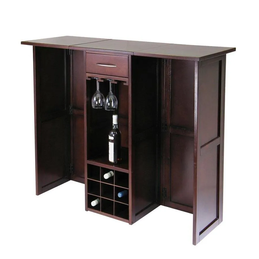 Winsome Wood Newport 50-in x 40.16-in Beechwood Brown Rectangle Cabinet Bar, photo 4 of 5