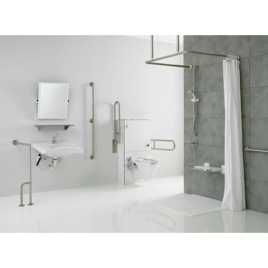 Ponte Giulio USA 8-in Satin Steel Floor-mounted (ADA Compliant) Grab Bar, photo 2 of 3