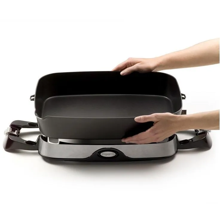 Presto 16 in. x 12 in. (118 sq. in.) Black Cast Aluminum Foldaway Electric Skillet with Glass Lid, photo 5 of 5