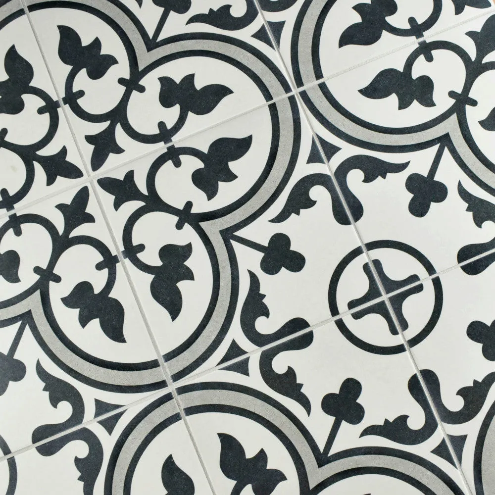 Merola Tile Arte Grey Encaustic 9-3/4 in. x 9-3/4 in. Porcelain Floor and Wall Tile (11.11 sq. ft. / case), photo 8 of 8