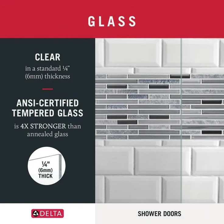 Delta Traditional 60 in. x 58-3/8 in. Semi-Frameless Sliding Bathtub Door in Chrome with 1/4 in. (6mm) Clear Glass, photo 7 of 7