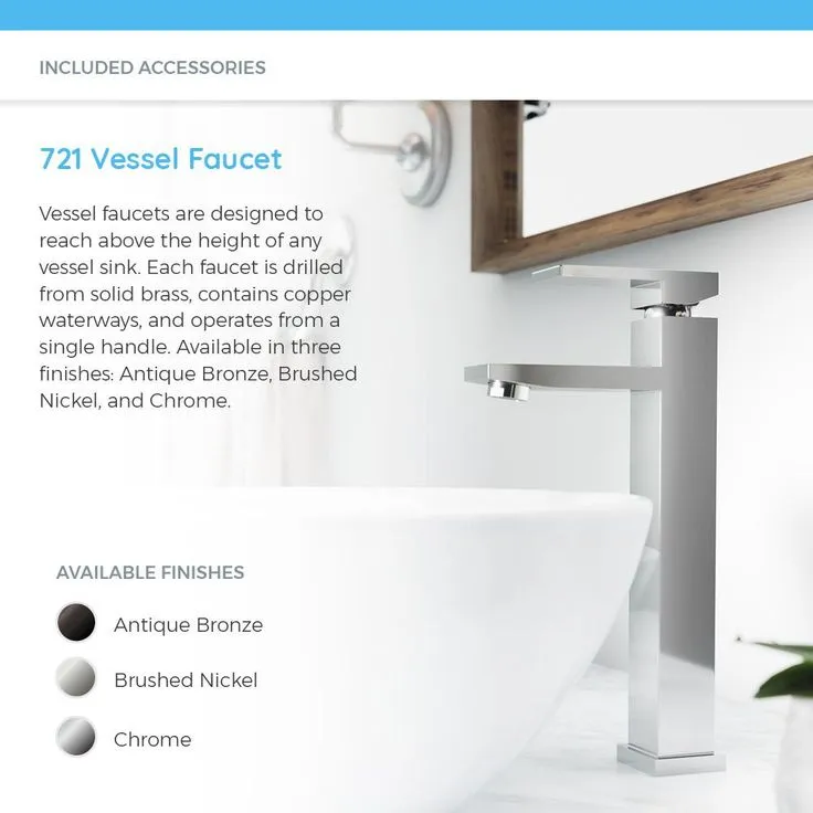 MR Direct Porcelain Vessel Sink in White with 721 Faucet and Pop-Up Drain in Brushed Nickel, photo 2 of 9