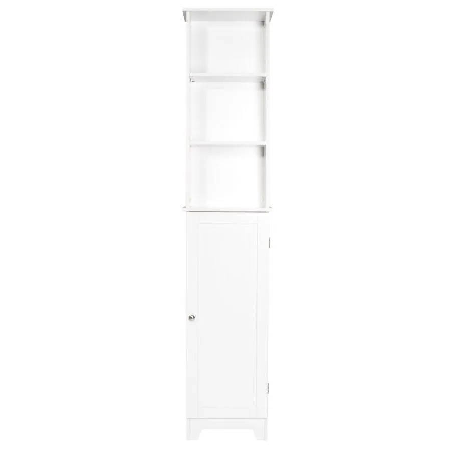 Redmon Contemporary Country Collection 13.38-in W x 65-in H x 8-in D White MDF Freestanding Linen Cabinet, photo 2 of 5