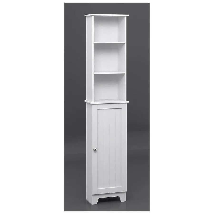 Redmon Contemporary Country Collection 13.38-in W x 65-in H x 8-in D White MDF Freestanding Linen Cabinet, photo 4 of 5