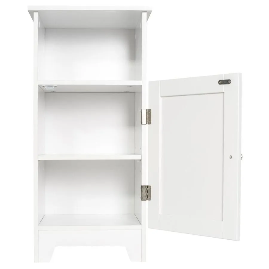 Redmon Contemporary Country Collection 13.38-in W x 27.63-in H x 11.75-in D White MDF Freestanding Linen Cabinet, photo 2 of 5