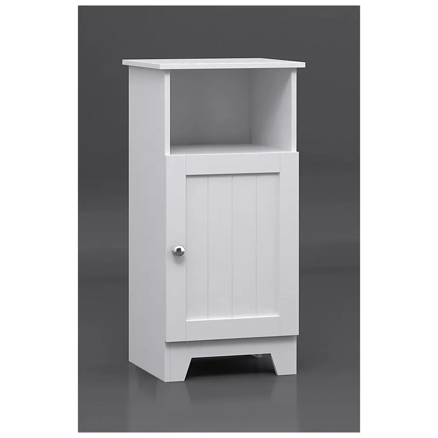 Redmon Contemporary Country Collection 13.38-in W x 27.63-in H x 11.75-in D White MDF Freestanding Linen Cabinet, photo 4 of 5
