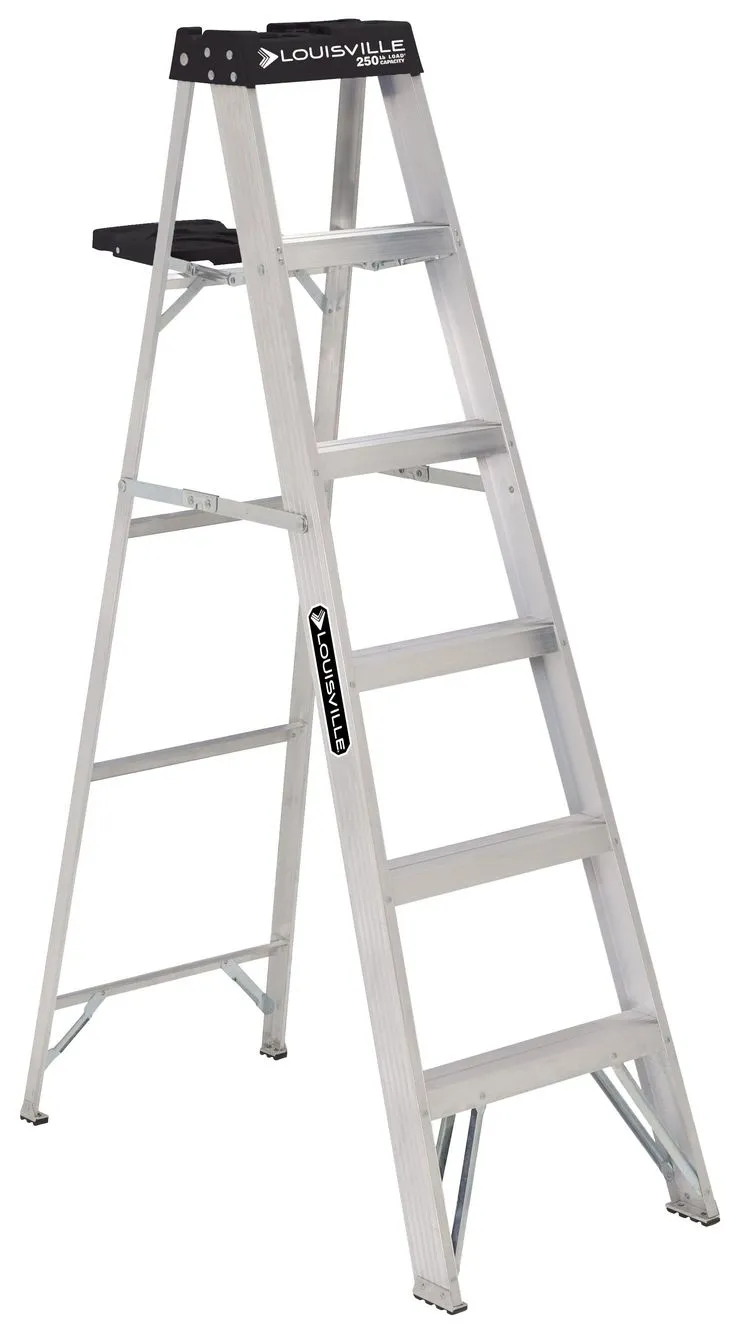 Louisville Ladder 6' Aluminum Step Ladder, 10' Reach, 250 lbs Load Capacity, W-2112-06S, photo 7 of 9