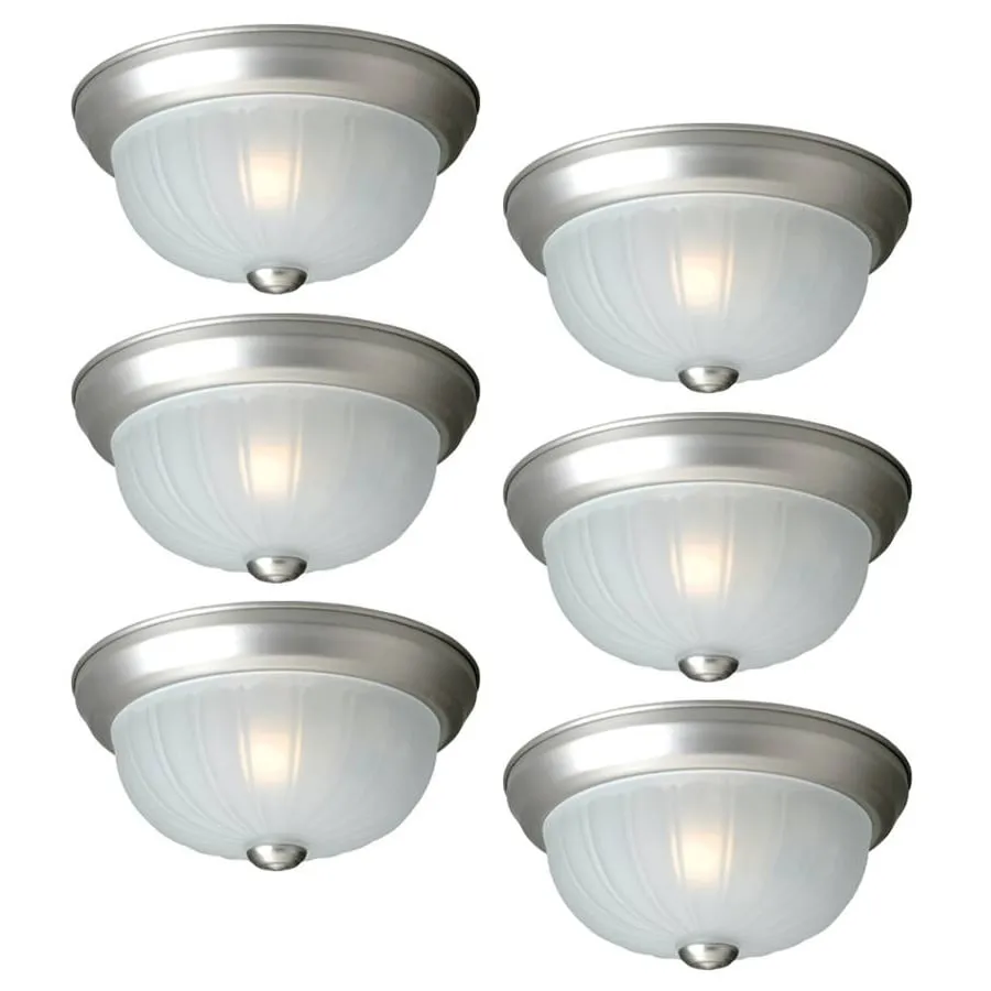 Project Source 6-Pack 10-in Painted Brushed Nickel Traditional Flush Mount Ceiling Light with Frosted Glass, photo 7 of 12