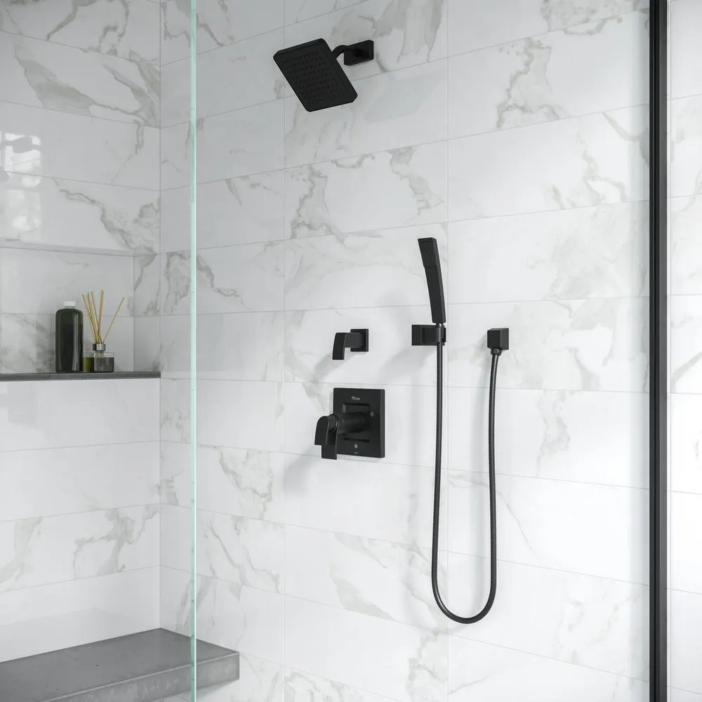 Kenzo 1-Spray 1.84 in. Single Wall Mount Low Flow Handheld Shower Head in Matte Black, photo 2 of 4