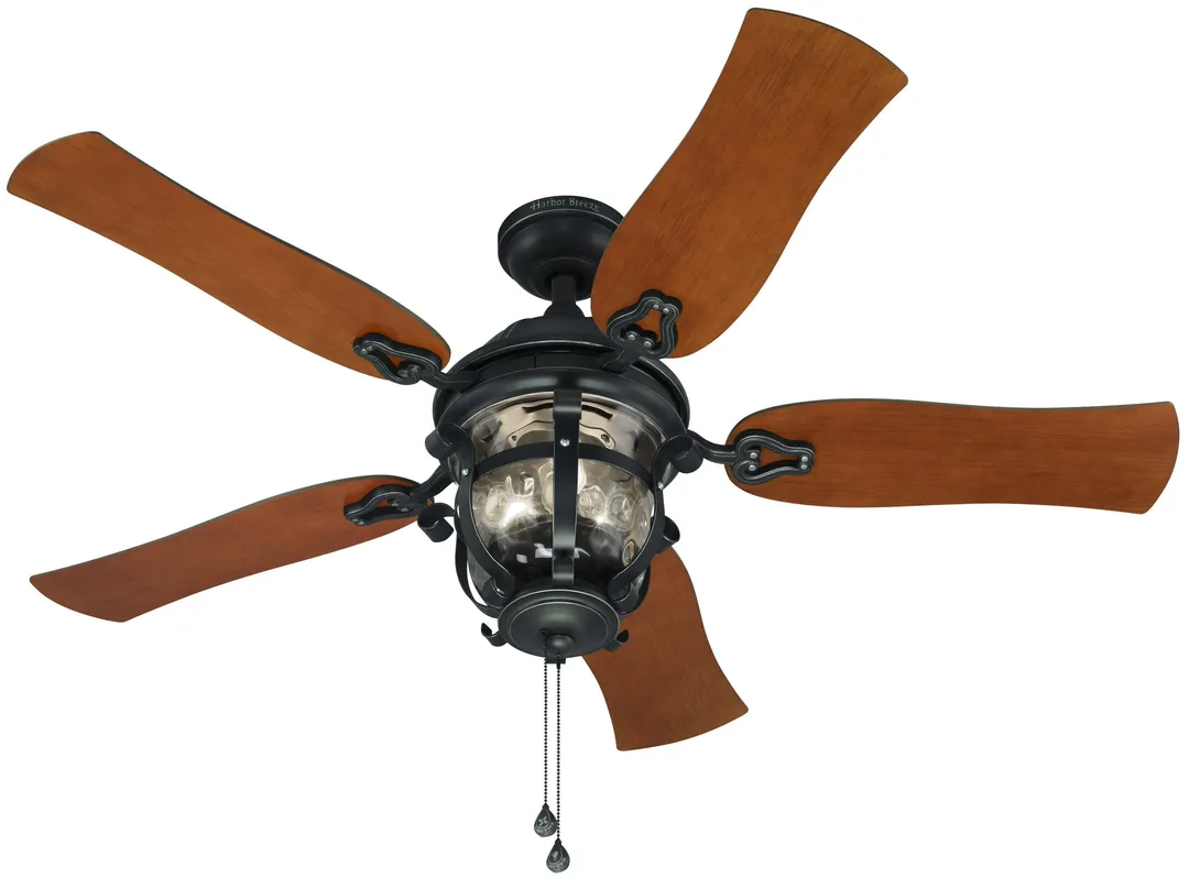 Harbor Breeze Lake Placido 52-in Black Iron Indoor/Outdoor Ceiling Fan with Light, 5-Blade, Incandescent, photo 11 of 18