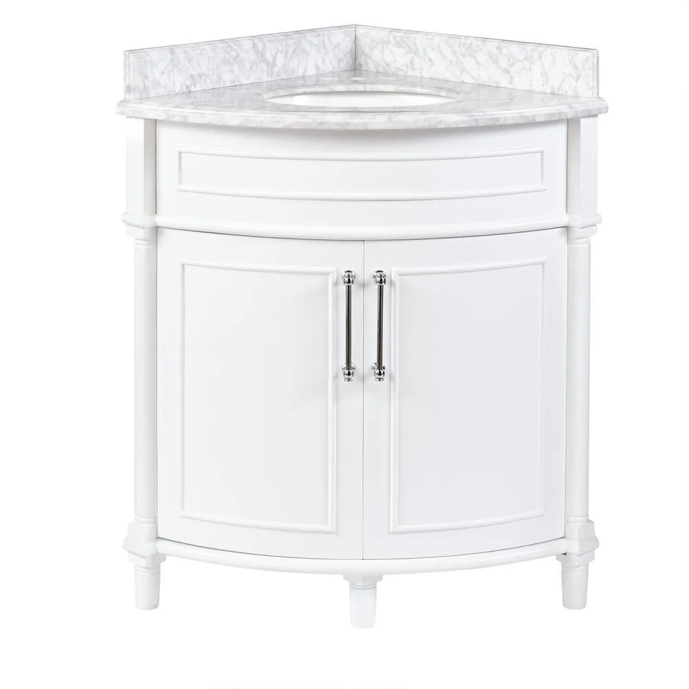 Aberdeen 36 in. W x 22 in. D Single Bath Vanity in White with Carrara Marble Top with White Sink, photo 23 of 27