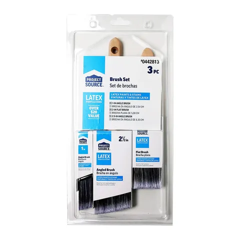 3-Pack Polyester Flat & Angled Paint Brush Set