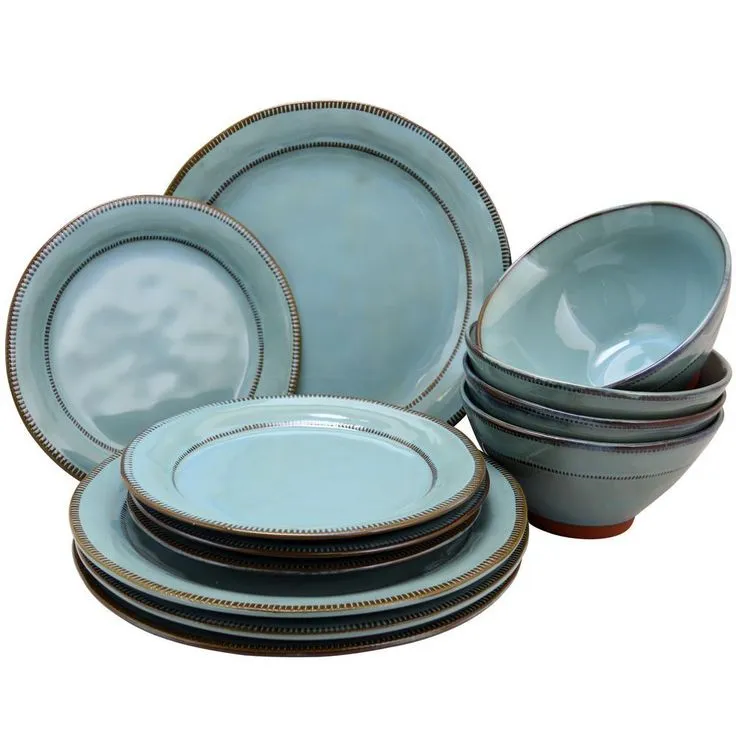 Terranea 12-Piece Rustic Grey Earthenware Dinnerware Set (Service for 4), photo 6 of 6