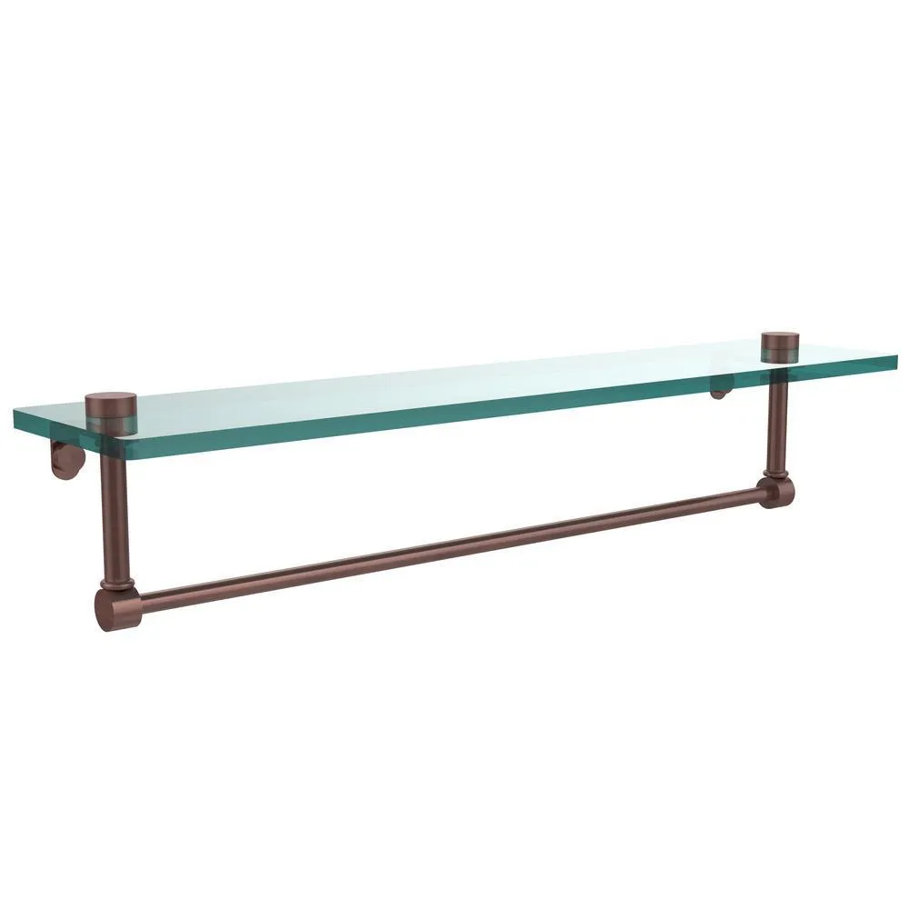 22 in. L x 5 in. H x 5 in. W Clear Glass Vanity Bathroom Shelf with Towel Bar in Satin Nickel, photo 14 of 15