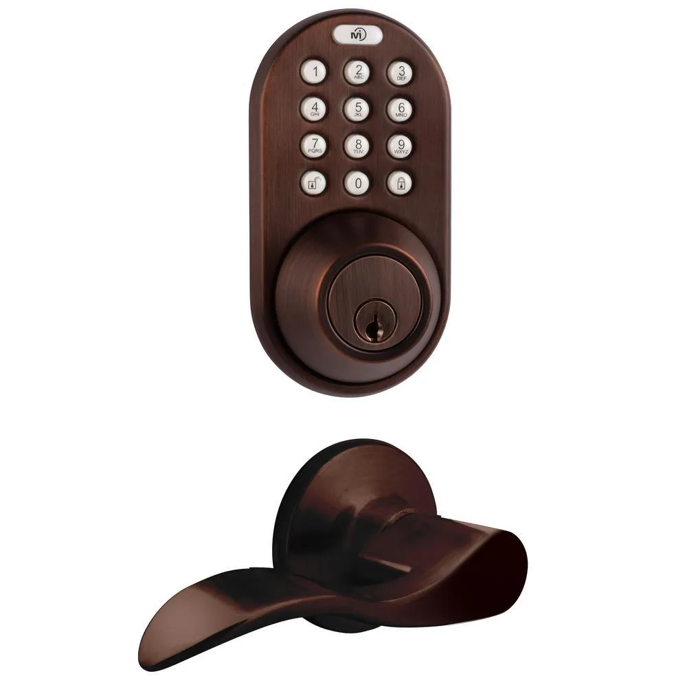 Morning Industry Satin Nickel Keyless Entry Deadbolt and Lever Handle Door Lock Combo Pack with Electronic Digital Keypad, photo 3 of 6