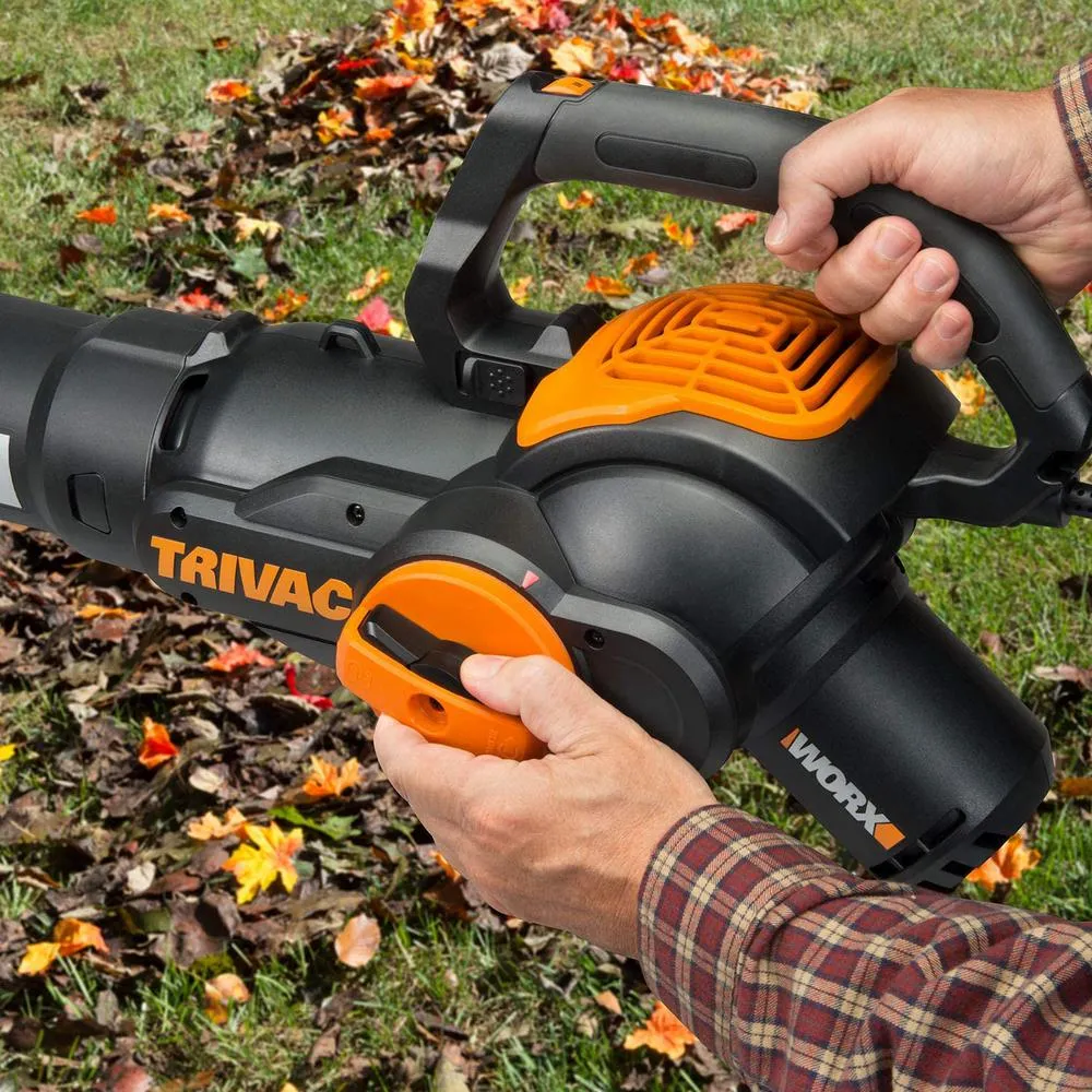 Worx TRIVAC 2.0 70 MPH 600 CFM Electric 12 Amp 3-in-1 Blower, Mulcher, Yard and Lawn Vacuum with Metal Impeller, photo 7 of 12
