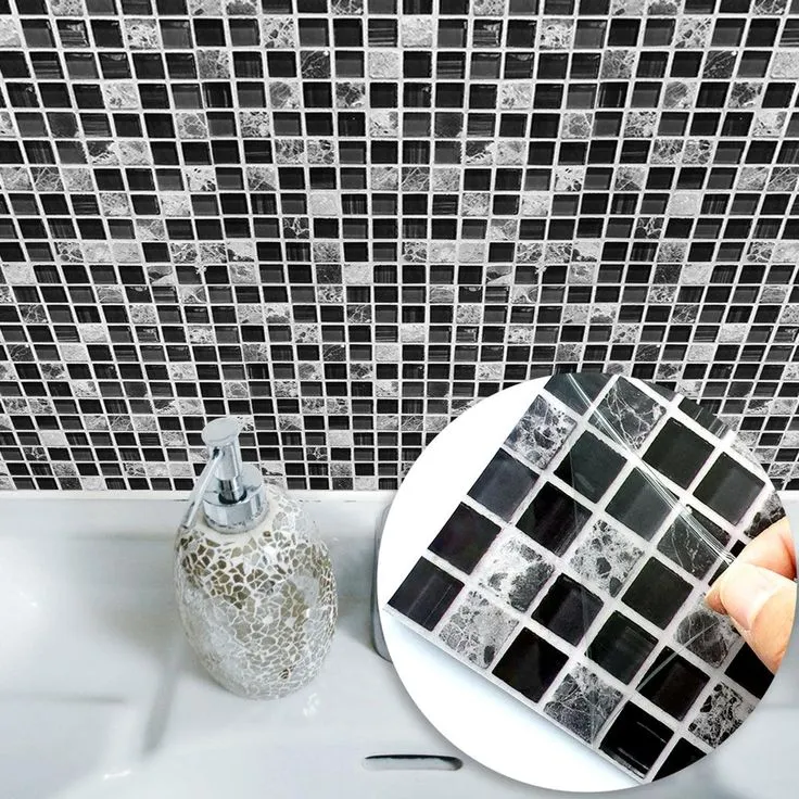 UKAP 10Pcs Mosaic Pattern Waterproof Wall Tile Stickers Peel and Stick Tile Kitchen Backsplash Wallpaper Sticker 15x15cm/20x20cm, photo 5 of 9