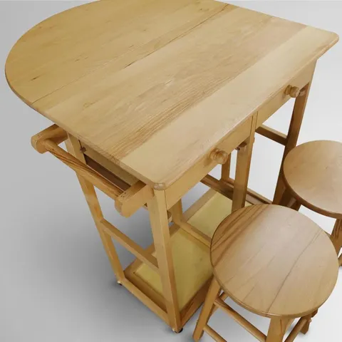 Brown Wood Base with Wood Top Kitchen Cart (28 × 30 × 33 in)