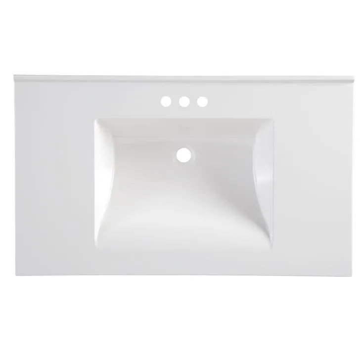 37 in. W x 22 in. D Cultured Marble Vanity Top in White with White Sink, photo 9 of 10