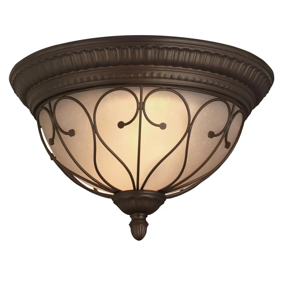Portfolio Charton Place 15.28-in Oil-Rubbed Bronze Traditional Flush Mount Light, photo 4 of 6