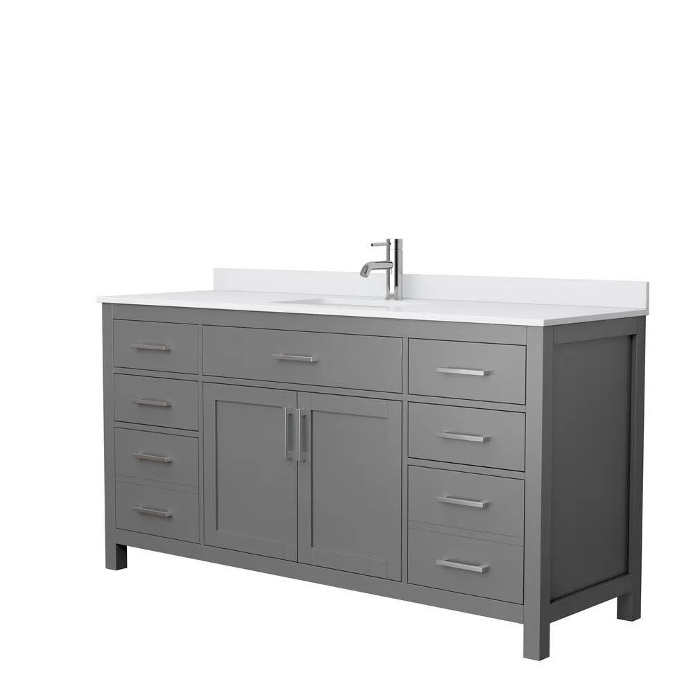 Beckett 54 in. W x 22 in. D Single Vanity in White with Cultured Marble Vanity Top in Carrara with White Basin, photo 48 of 54