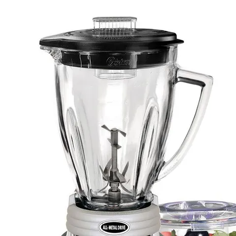Whirlwind Heritage Blend 48 oz. 1000 Plus 2 Speed Blender in Chrome with Food Processor and Glass Blender Jar