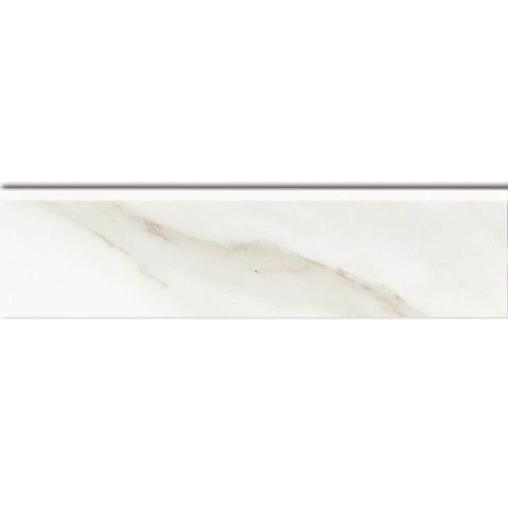 American Olean Mirasol Bianco Carrara Porcelain Bullnose Tile, 3-in x 12-in, photo 4 of 4