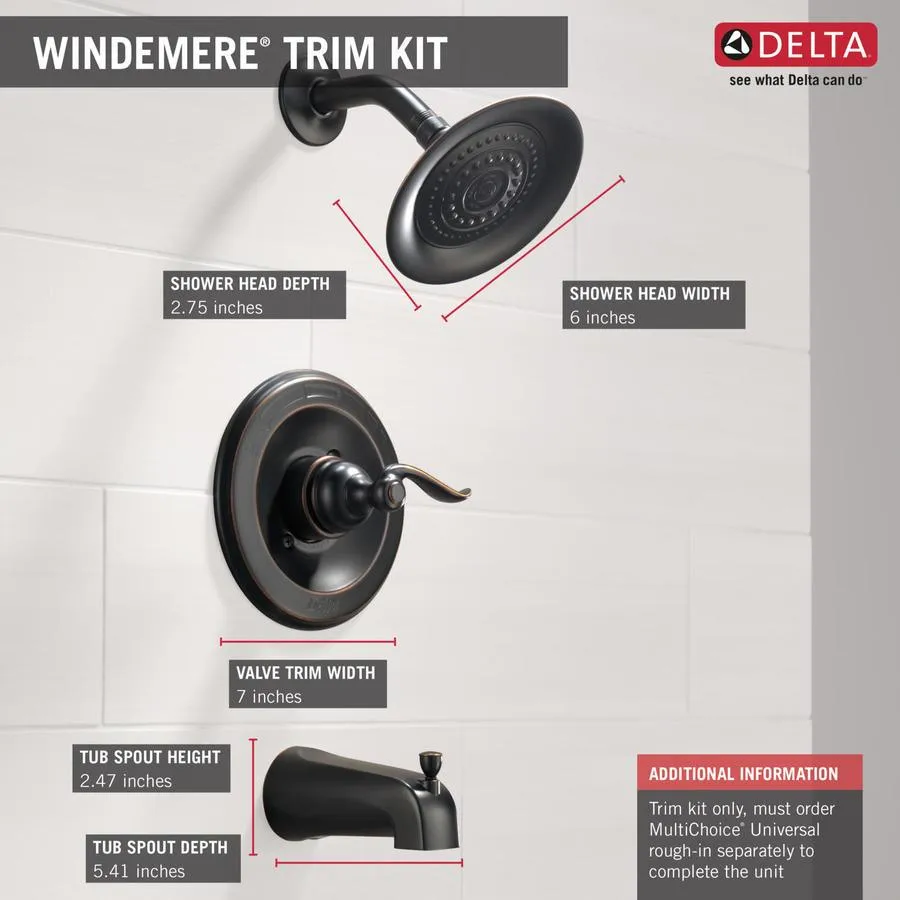 Delta Windemere Oil Rubbed Bronze 1-Handle Bathtub and Shower Faucet, photo 4 of 11