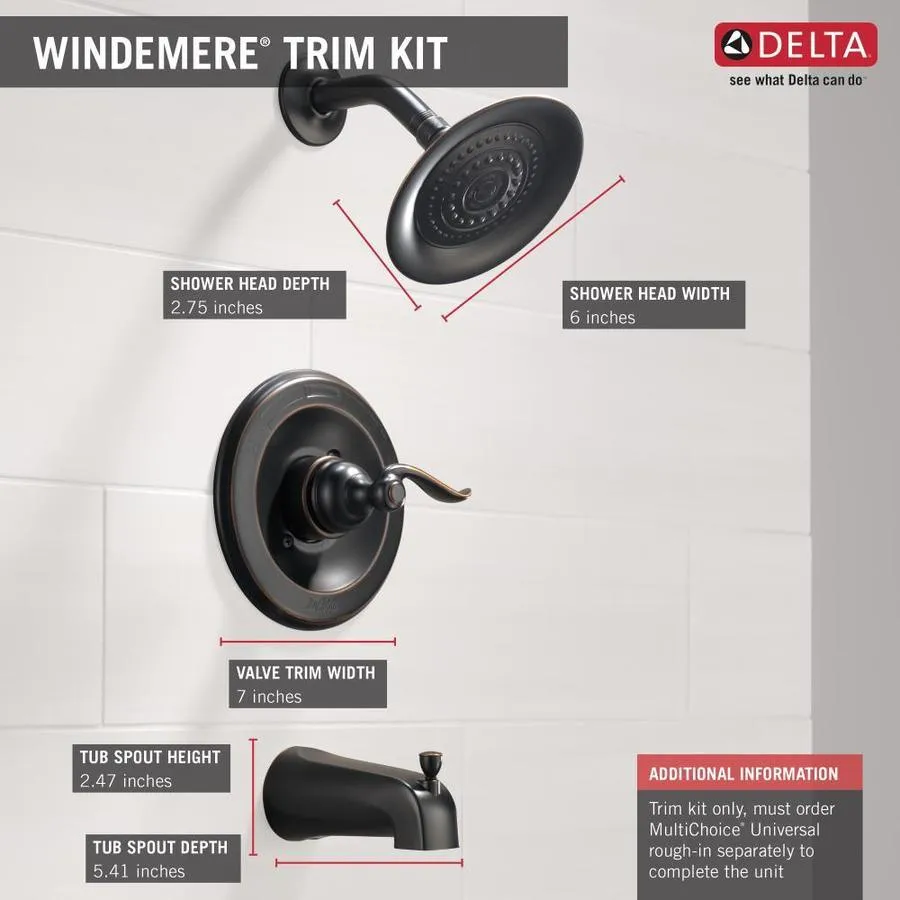 Delta Windemere Oil Rubbed Bronze 1-Handle Bathtub and Shower Faucet, photo 7 of 11