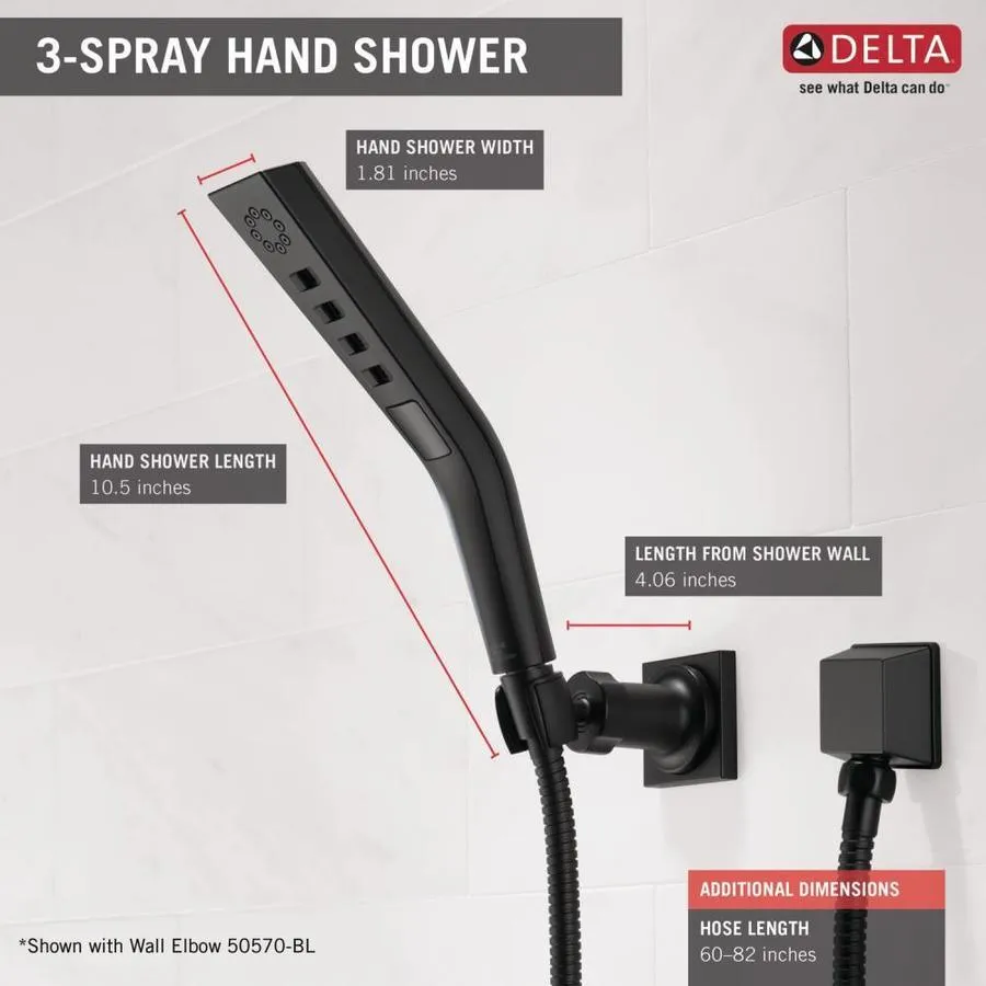 Delta Universal Showering Components Matte Black 3-Spray Handheld Shower 1.75-GPM (6.6-LPM), photo 2 of 9