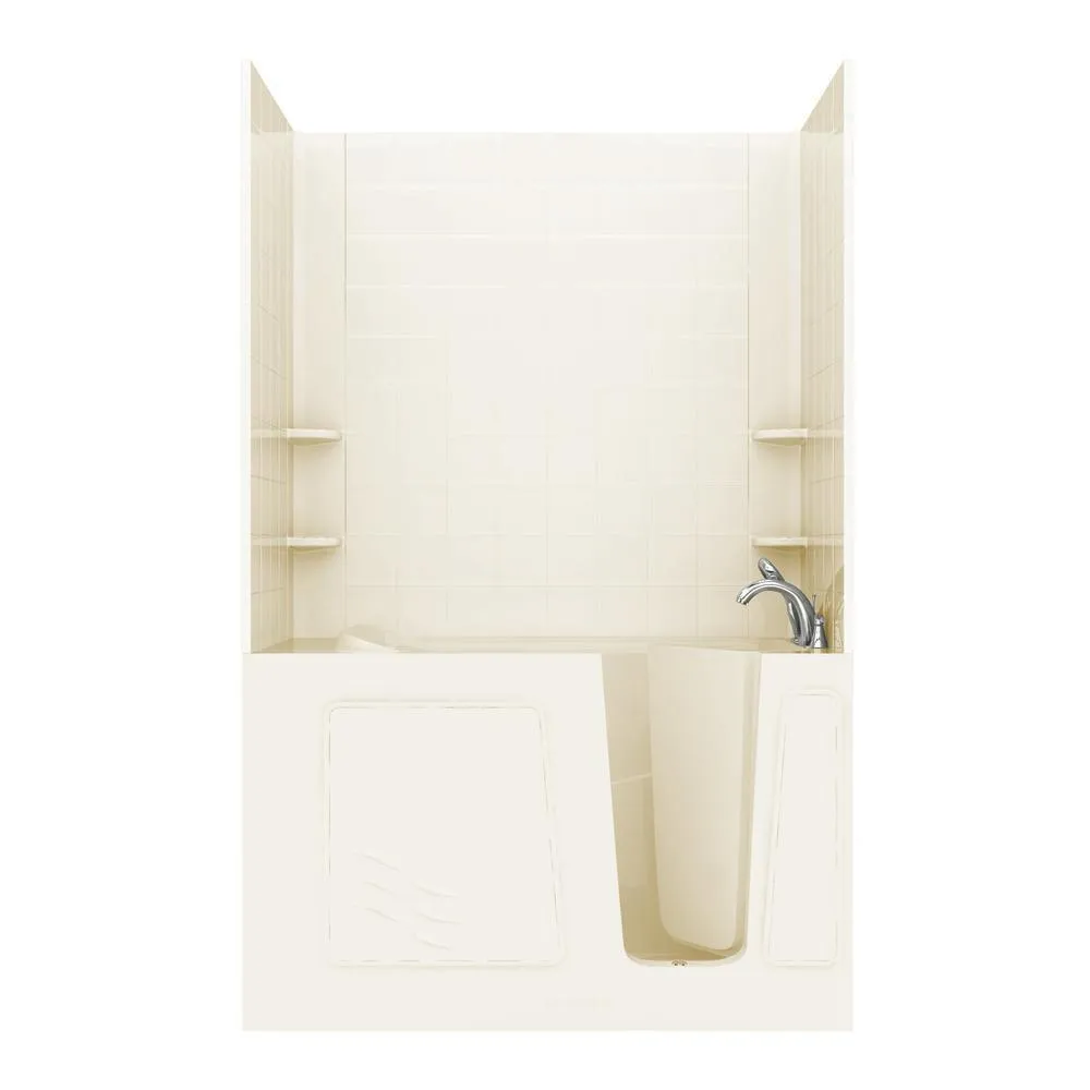 Rampart Nova Heated 5 ft. Walk-in Whirlpool Bathtub with 6 in. Tile Easy Up Adhesive Wall Surround in Biscuit, photo 14 of 33