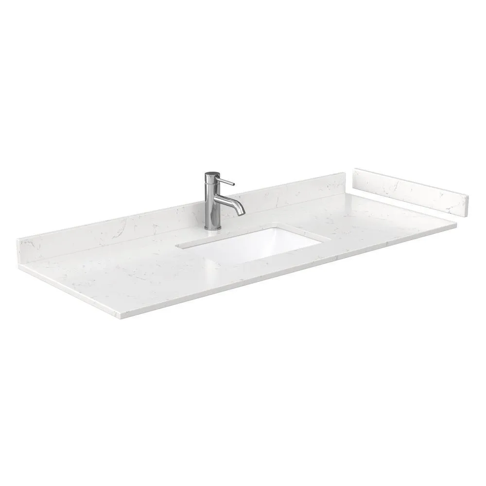 Beckett 54 in. W x 22 in. D Single Vanity in White with Cultured Marble Vanity Top in Carrara with White Basin, photo 3 of 54