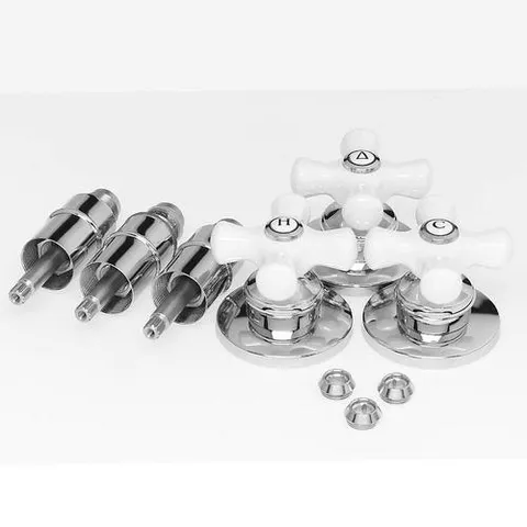 Polished Chrome/White Porcelain Knob Shower Handle