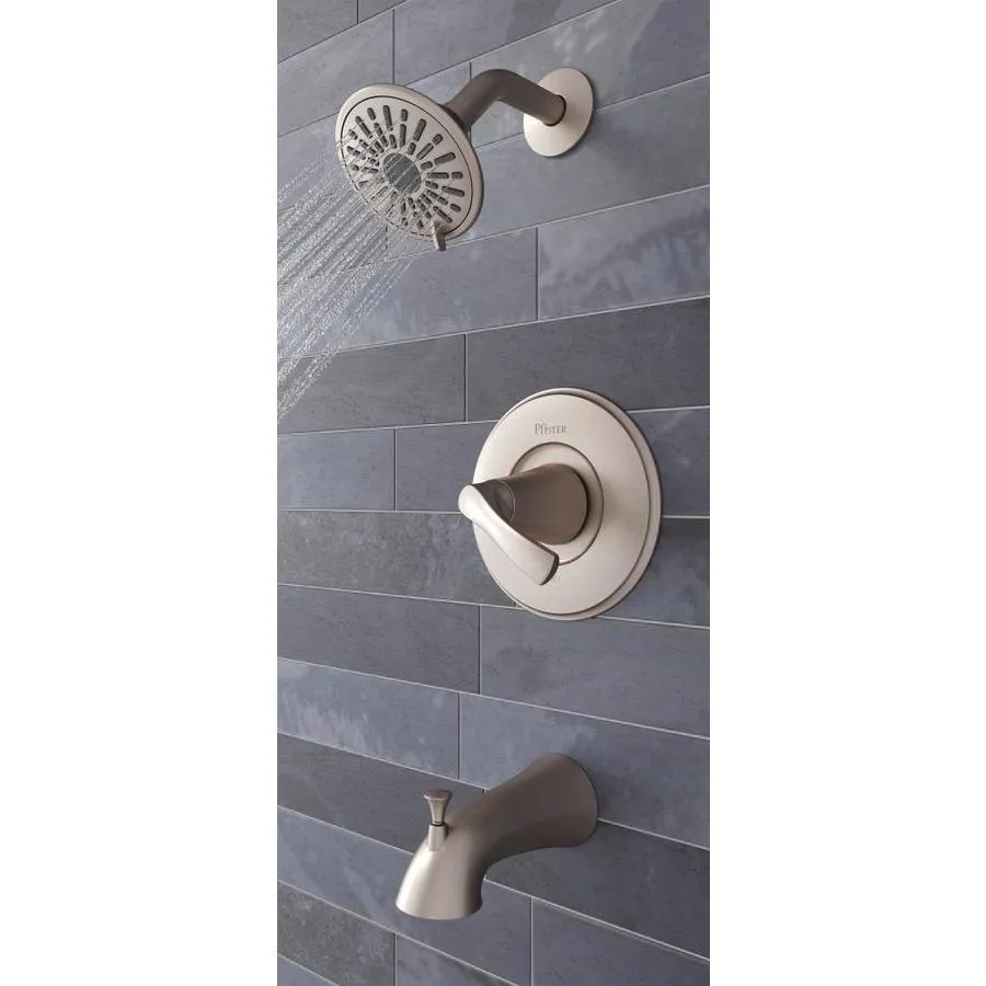 Pfister Masey Brushed Nickel 1-handle Bathtub and Shower Faucet with Valve, photo 3 of 10