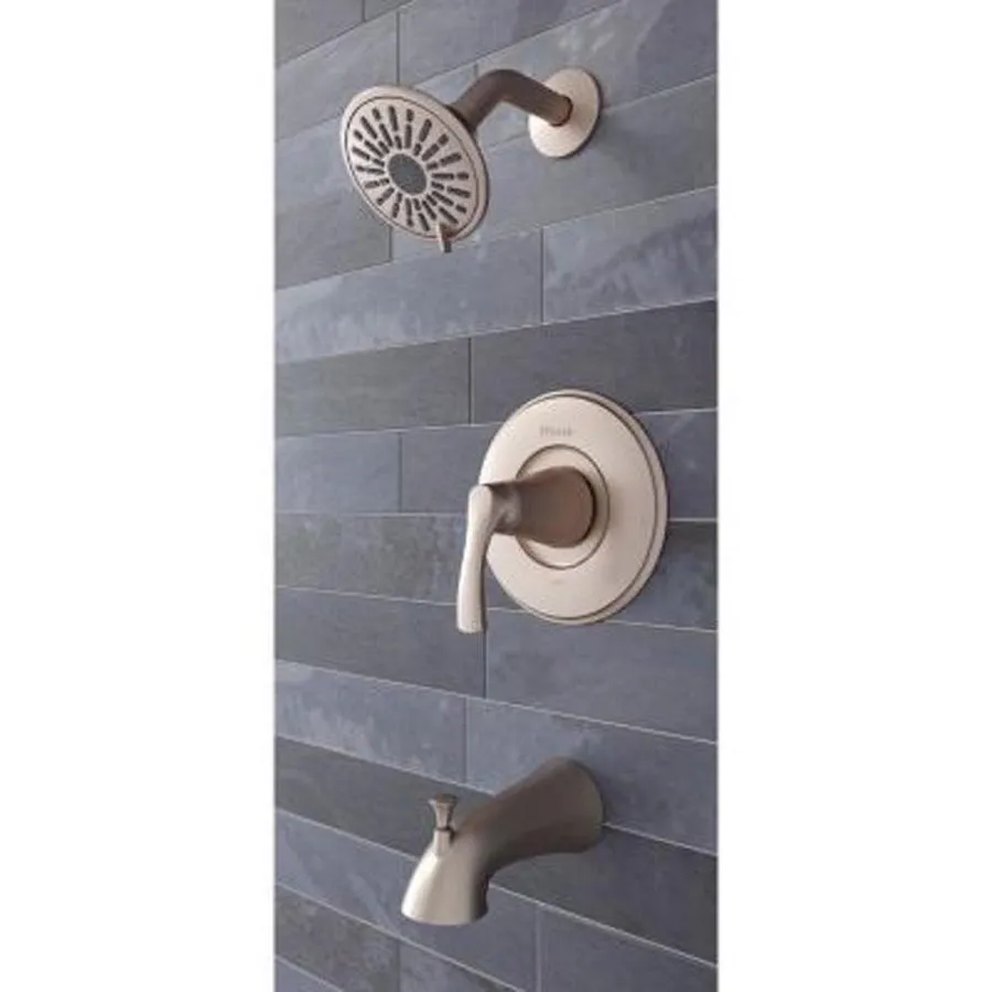 Pfister Masey Brushed Nickel 1-handle Bathtub and Shower Faucet with Valve, photo 8 of 10